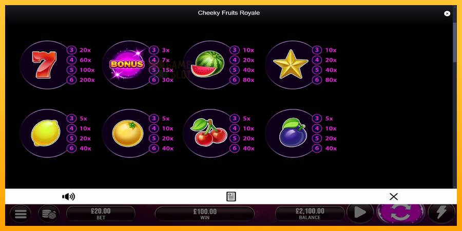 Cheeky Fruits 6 Royale automat për para të vërteta, foto 5