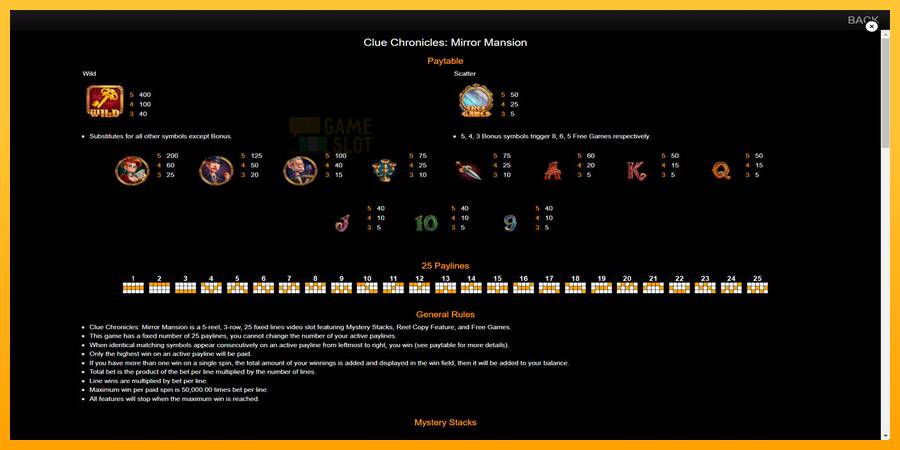 Clue Chronicles: Mirror Mansion automat për para të vërteta, foto 7