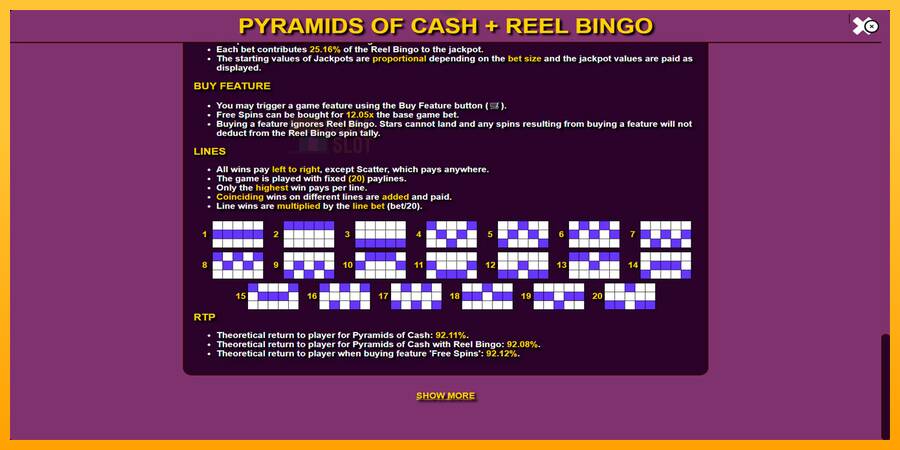 Pyramids of Cash with Reel Bingo automat për para të vërteta, foto 6