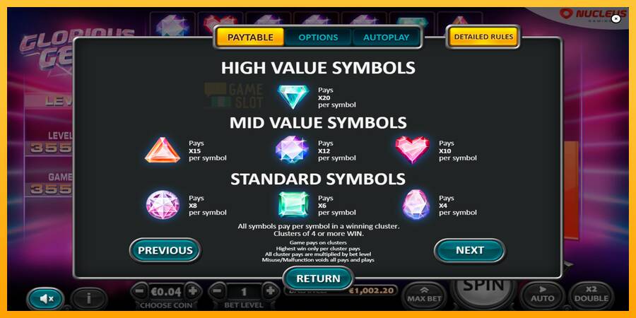 Glorious Gems automat për para të vërteta, foto 6