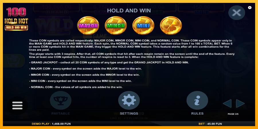 100 Hold Hot Hold and Win automat për para të vërteta, foto 6