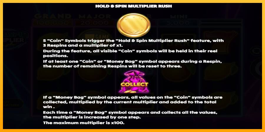 Hold & Spin Multiplier Rush automat për para të vërteta, foto 5