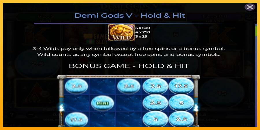 Demi Gods V Hold & Hit automat për para të vërteta, foto 4