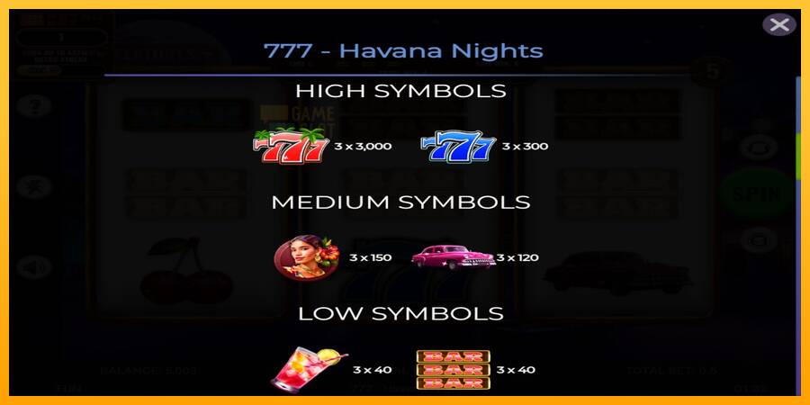 777 - Havana Nights automat për para të vërteta, foto 5