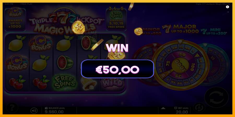 Triple 777 Jackpot Magic Wheels automat për para të vërteta, foto 3