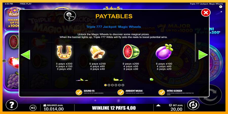 Triple 777 Jackpot Magic Wheels automat për para të vërteta, foto 5