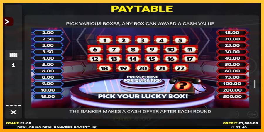 Deal or No Deal Bankers Boost Jackpot King automat për para të vërteta, foto 6