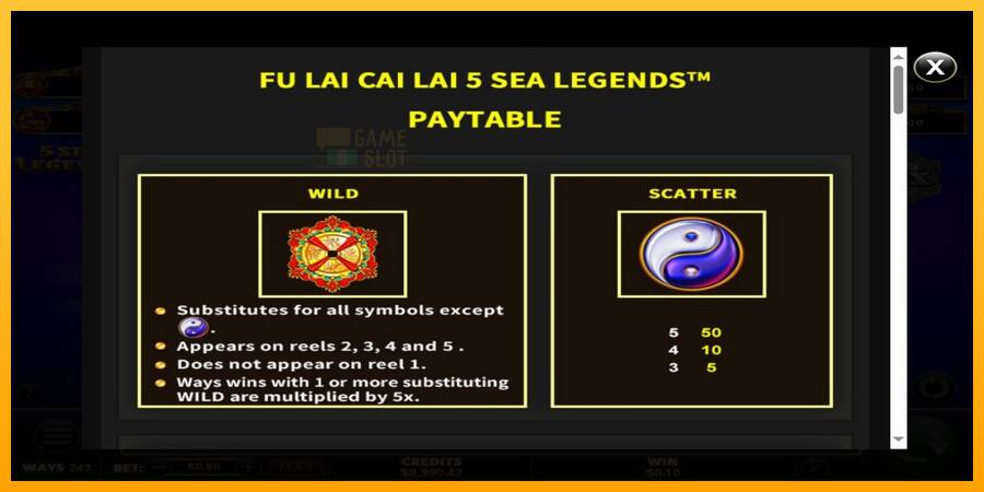 Fu Lai Cai Lai 5 Sea Legends automat për para të vërteta, foto 5