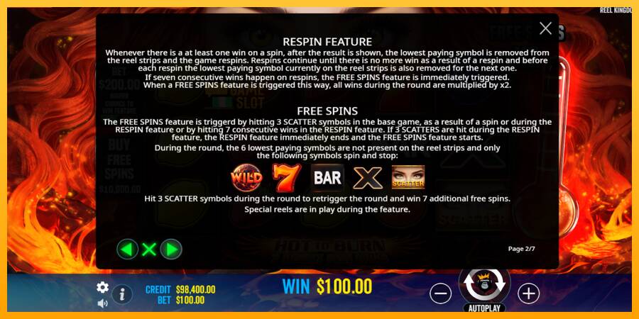 Hot to Burn - 7 Deadly Free Spins automat për para të vërteta, foto 6