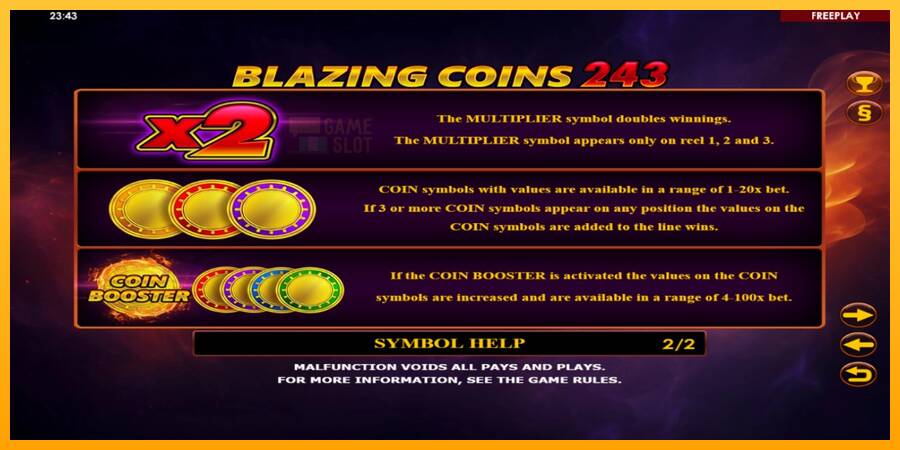 Blazing Coins 243 automat për para të vërteta, foto 6