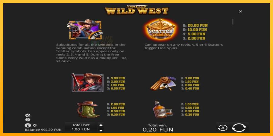 Wild West Trueways automat për para të vërteta, foto 4