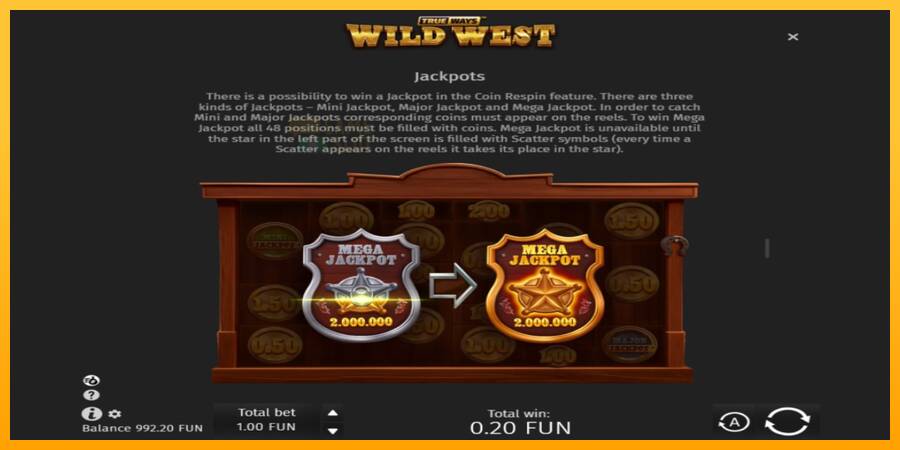 Wild West Trueways automat për para të vërteta, foto 6