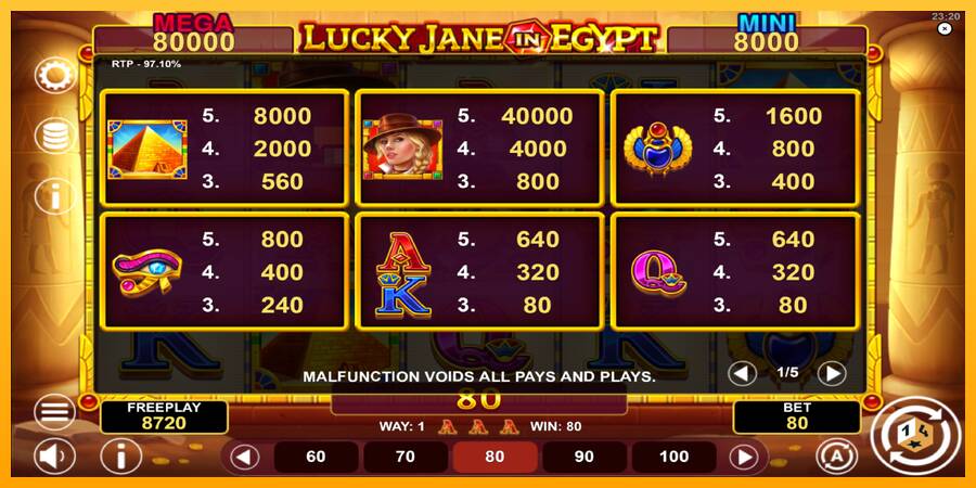 Lucky Jane in Egypt Hold & Win automat për para të vërteta, foto 5