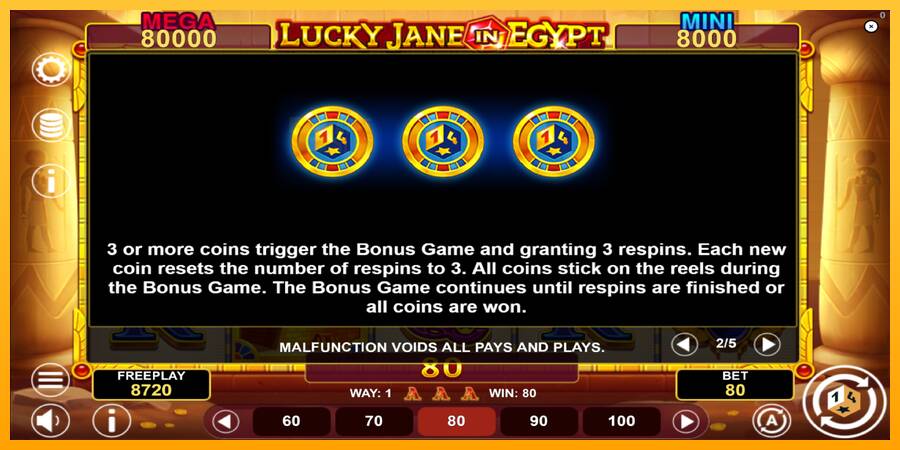 Lucky Jane in Egypt Hold & Win automat për para të vërteta, foto 6