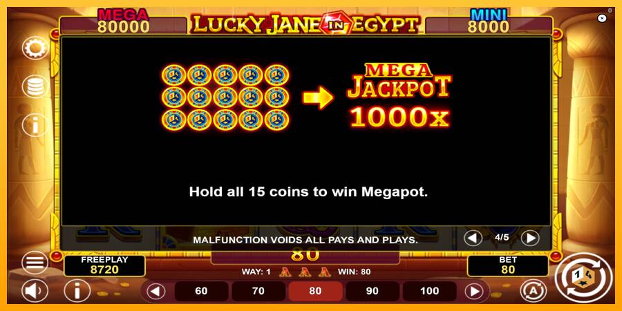 Lucky Jane in Egypt Hold & Win automat për para të vërteta, foto 7