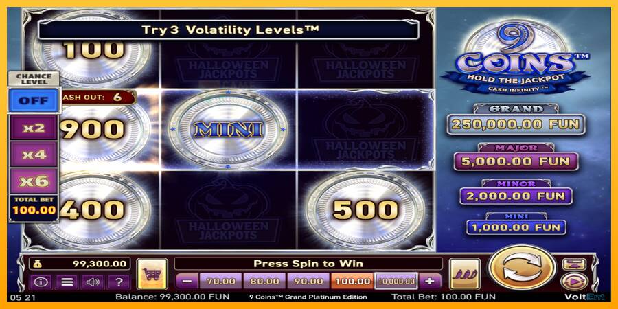 9 Coins Grand Platinum Edition Halloween Jackpot automat për para të vërteta, foto 2