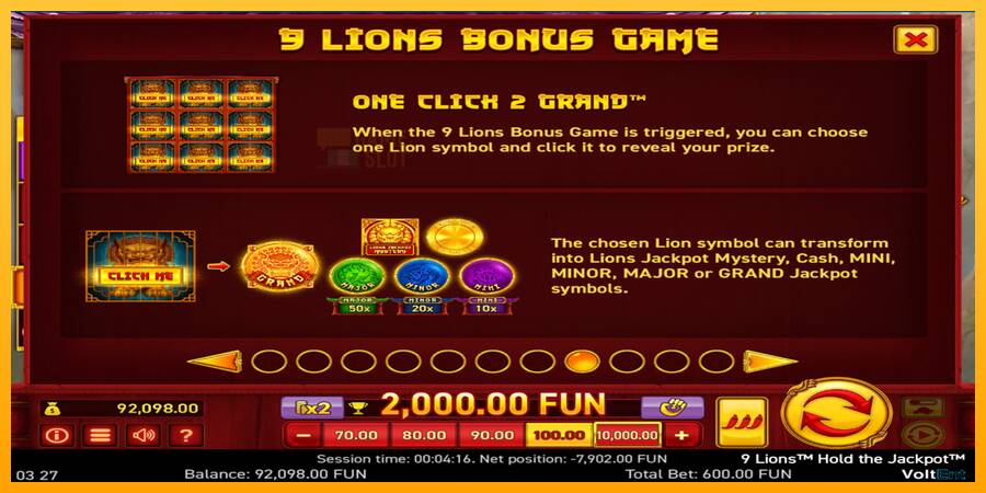 9 Lions: Hold The Jackpot automat për para të vërteta, foto 3