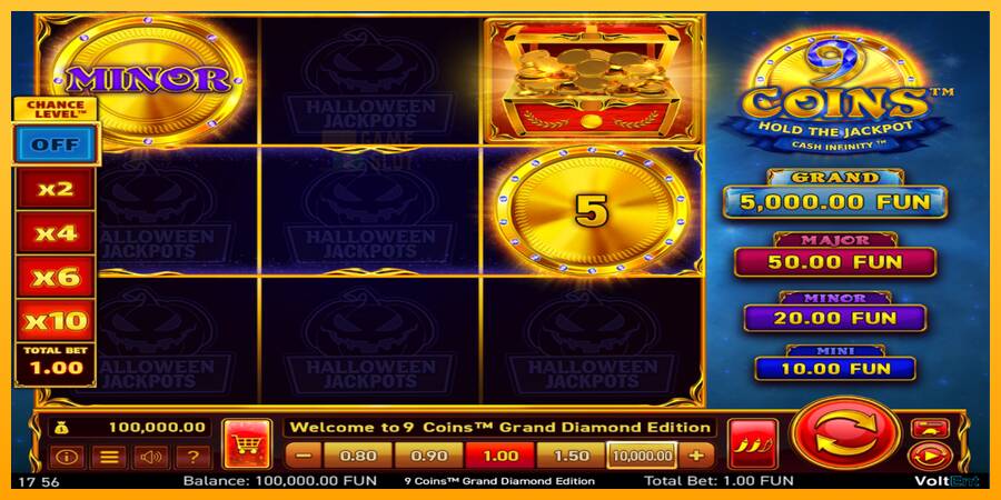 9 Coins Grand Diamond Edition Halloween Jackpots automat për para të vërteta, foto 2