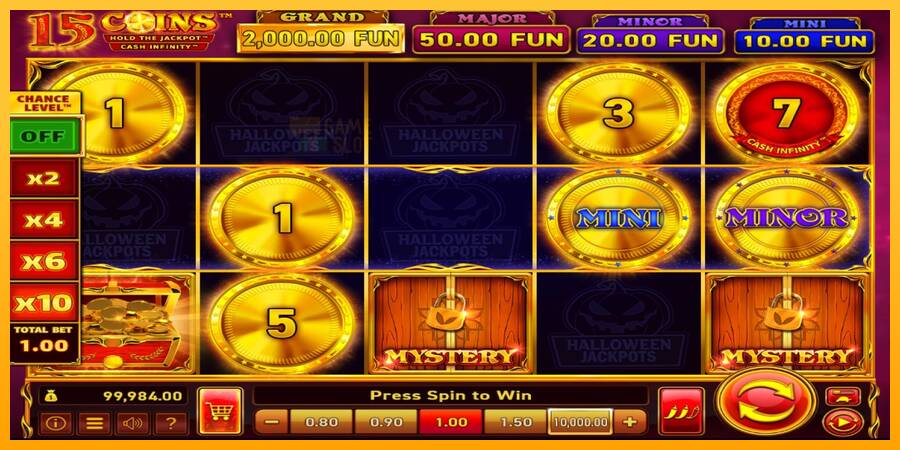 15 Coins Grand Gold Edition Halloween Jackpot automat për para të vërteta, foto 2