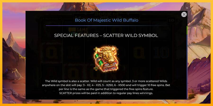 Book of Majestic Wild Buffalo automat për para të vërteta, foto 5