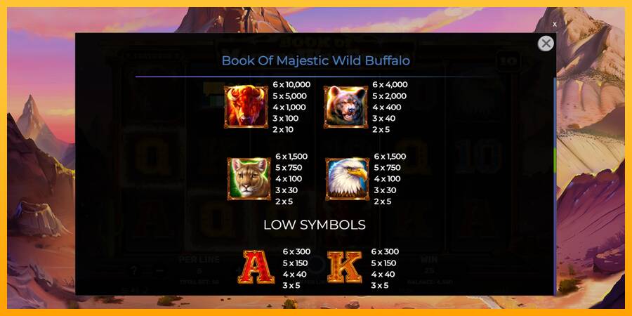 Book of Majestic Wild Buffalo automat për para të vërteta, foto 6