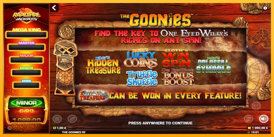 The Goonies Deluxe Rapid Fire Jackpots automat për para të vërteta, foto 1