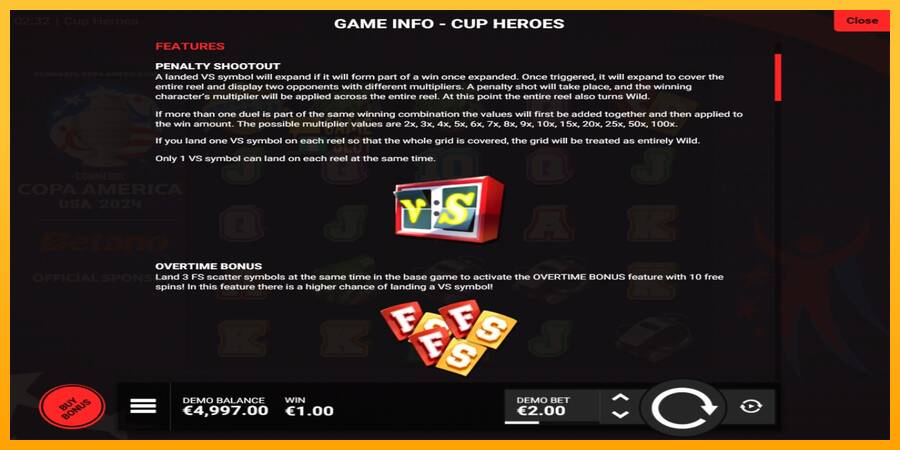 Cup Heroes automat për para të vërteta, foto 4