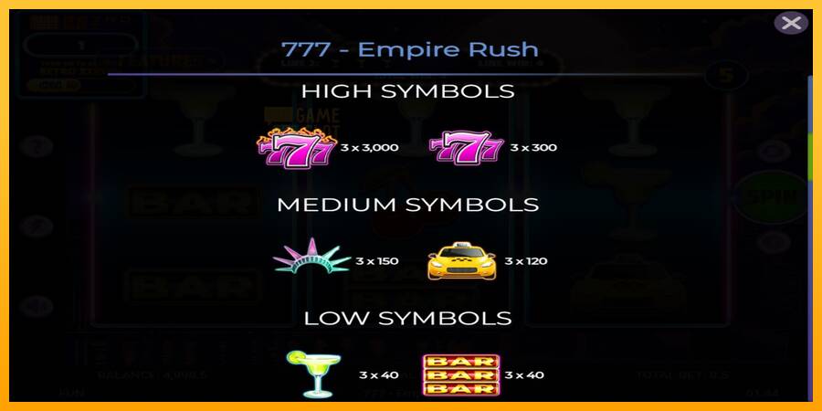 777 Empire Rush automat për para të vërteta, foto 5