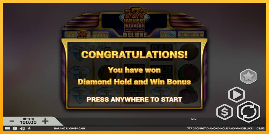 777 Jackpot Diamond Hold and Win Deluxe automat për para të vërteta, foto 4