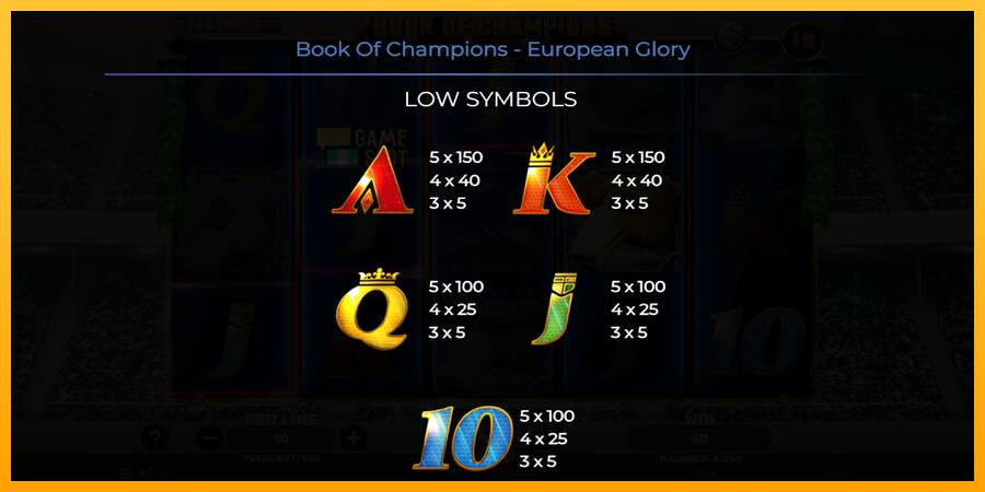 Book of Champions - European Glory automat për para të vërteta, foto 6