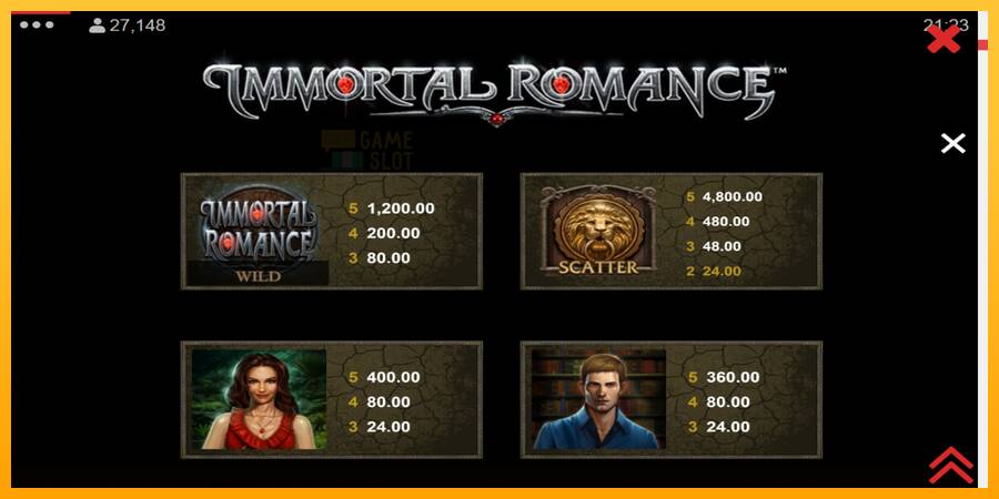 Immortal Romance automat për para të vërteta, foto 6