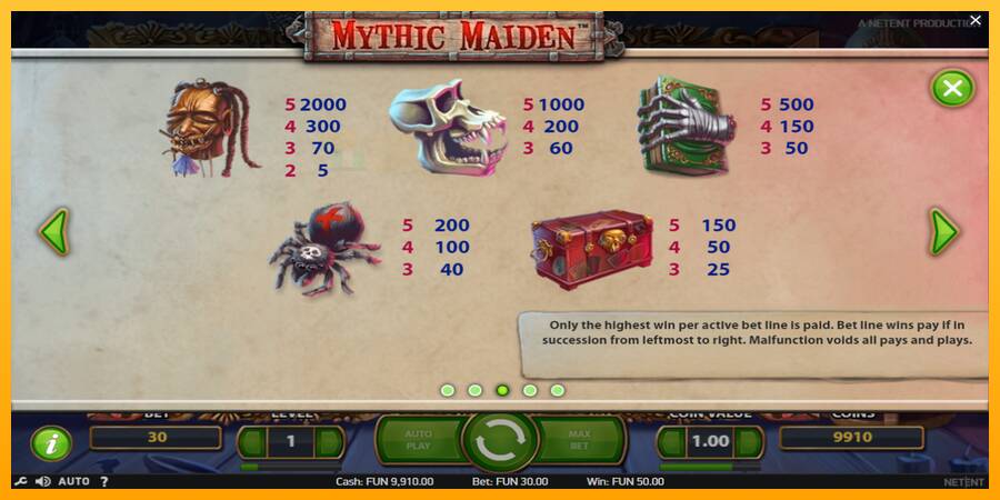 Mythic Maiden automat për para të vërteta, foto 6