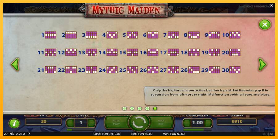 Mythic Maiden automat për para të vërteta, foto 7