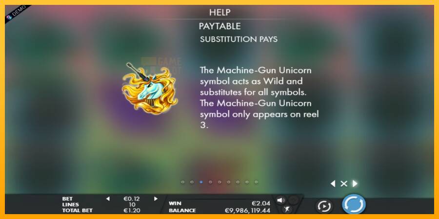 Machine Gun Unicorn automat për para të vërteta, foto 3