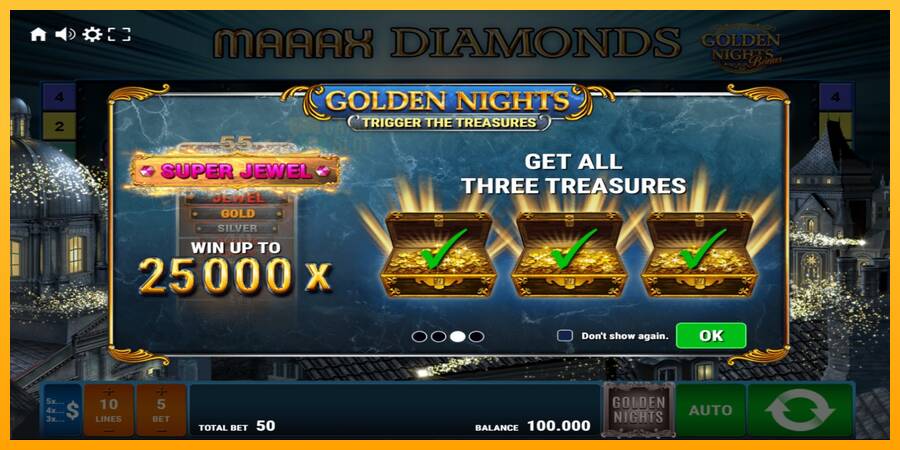 Maaax Diamonds Golden Nights automat për para të vërteta, foto 1