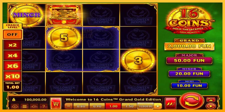 16 Coins Grand Gold Edition Halloween Jackpots automat për para të vërteta, foto 1