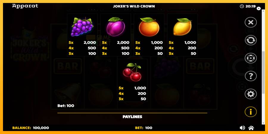 Jokers Wild Crown Diamond Treasures automat për para të vërteta, foto 6