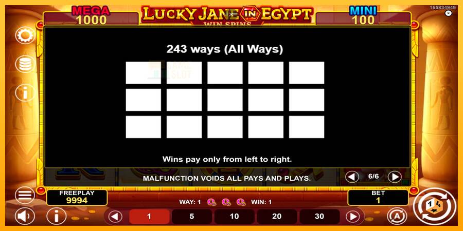 Lucky Jane in Egypt Win Spins automat për para të vërteta, foto 7