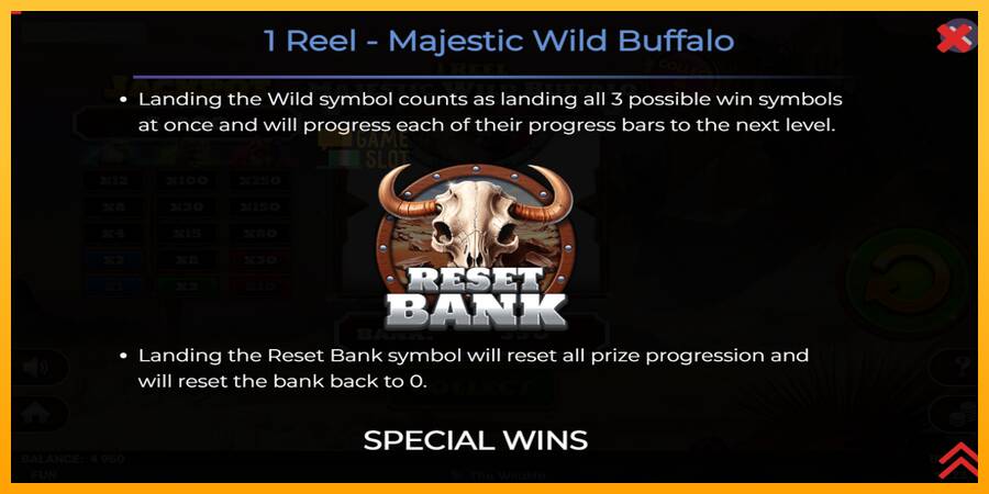 1 Reel Majestic Wild Buffalo automat për para të vërteta, foto 7