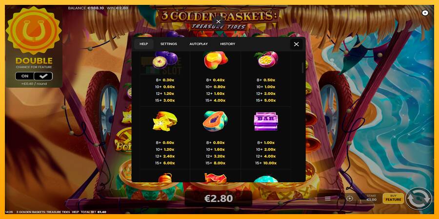 3 Golden Baskets: Treasure Tides automat për para të vërteta, foto 7